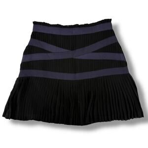 Twelve by Twelve Black Pleated Mini Skirt Purple Corset Ribbon Size M Bow